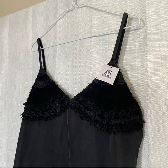 Vintage y2k Tricot Comme des Garcons Black Slip Textured Midi Babydoll Dress M - Picture 4 of 11